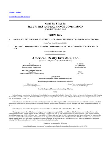Thumbnail American Realty Investors 10-K Annual Report 