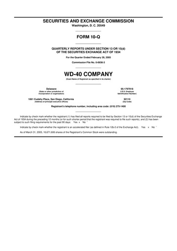 Thumbnail WD-40 Company
 10-Q Quarterly Report FY 