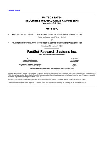 Thumbnail FactSet 10-Q Quarterly Report FY 