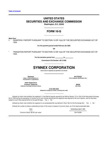 Vorschaubild TD Synnex 10-Q Quartalsbericht  