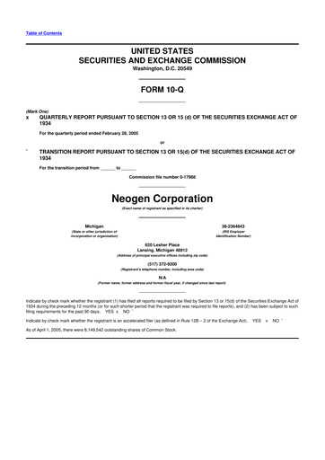 Vorschaubild Neogen 10-Q Quartalsbericht  