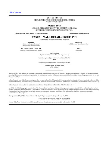 Thumbnail Destination XL 10-K Annual Report 