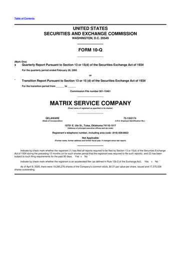Thumbnail Matrix Service Company 10-Q Quarterly Report FY 