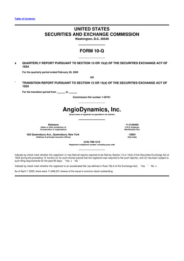 Thumbnail AngioDynamics 10-Q Quarterly Report FY 