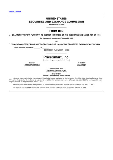 Thumbnail PriceSmart
 10-Q Quarterly Report FY 