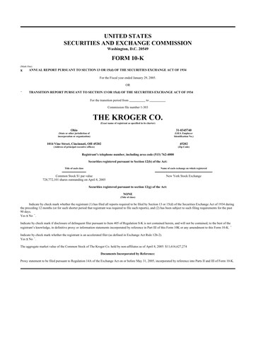 Thumbnail Kroger 10-K Annual Report 