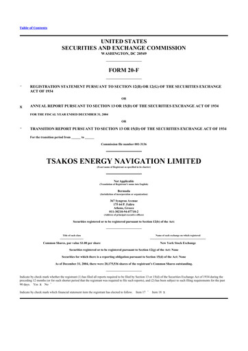 Thumbnail Tsakos Energy Navigation 20-F Annual Report 