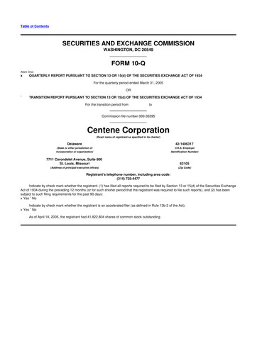Miniature Centene 10-Q Rapport trimestriel  