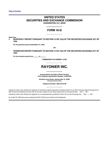 Thumbnail Rayonier 10-Q Quarterly Report FY 