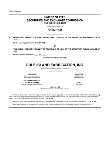 Thumbnail Gulf Island Fabrication
 10-Q Quarterly Report FY 