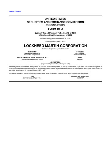 Thumbnail Lockheed Martin 10-Q Quarterly Report FY 