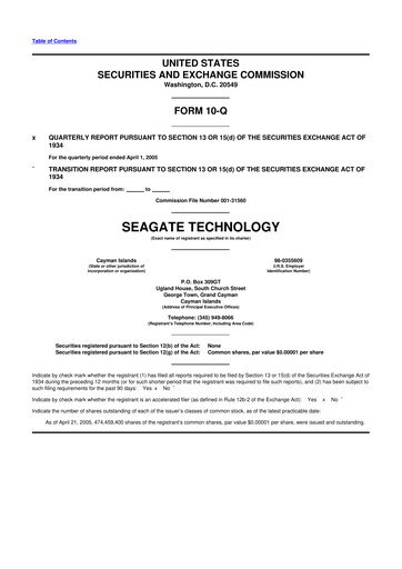 Thumbnail Seagate Technology 10-Q Quarterly Report FY 