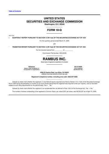 Vorschaubild Rambus 10-Q Quartalsbericht  