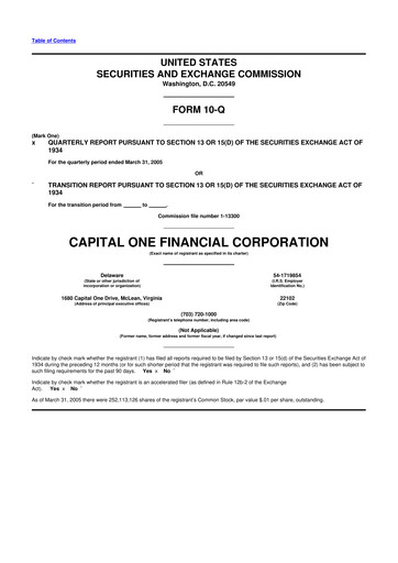 Thumbnail Capital One 10-Q Quarterly Report FY 