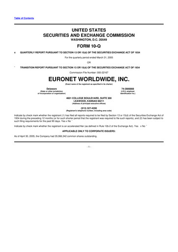 Thumbnail Euronet Worldwide
 10-Q Quarterly Report FY 