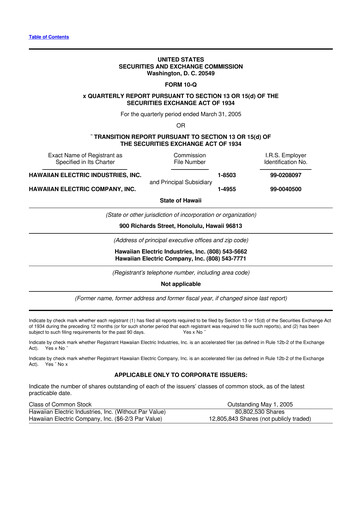 Thumbnail Hawaiian Electric Industries 10-Q Quarterly Report FY 