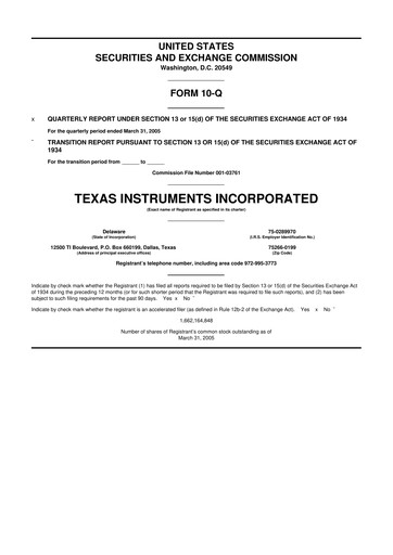 Vorschaubild Texas Instruments 10-Q Quartalsbericht  