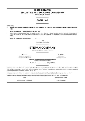 Thumbnail Stepan Company
 10-Q Quarterly Report FY 