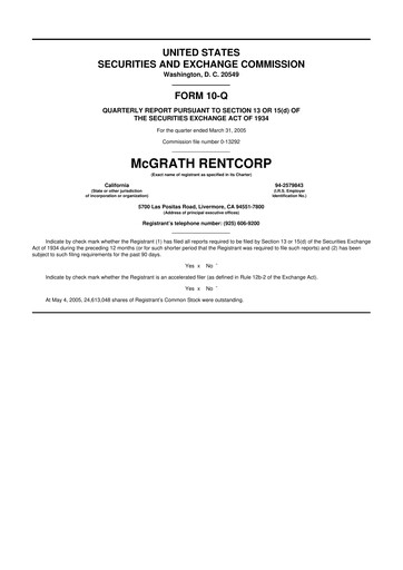 Thumbnail McGrath RentCorp
 10-Q Quarterly Report FY 