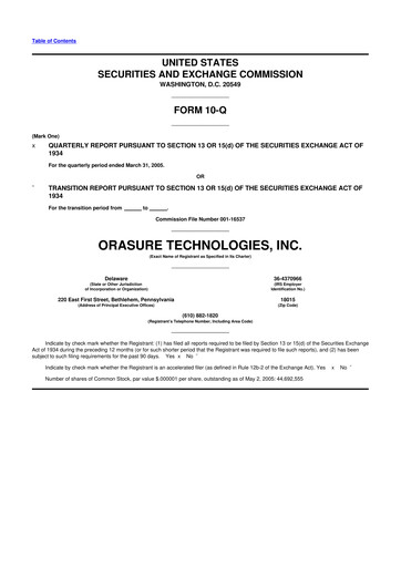 Thumbnail OraSure Technologies 10-Q Quarterly Report FY 
