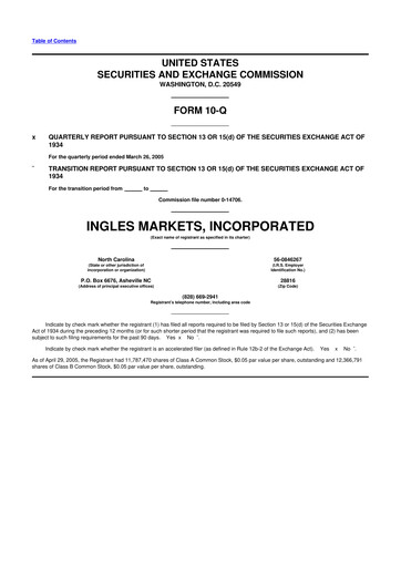 Thumbnail Ingles Markets 10-Q Quarterly Report FY 