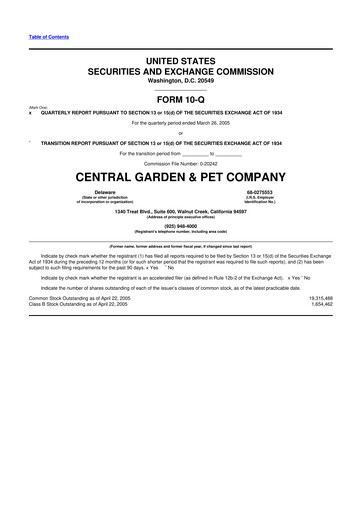 Miniature Central Garden & Pet 10-Q Rapport trimestriel  