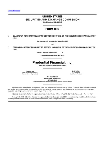 Thumbnail Prudential Financial 10-Q Quarterly Report FY 