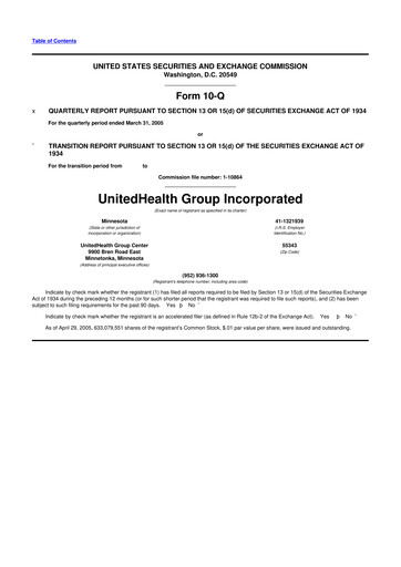 Thumbnail UnitedHealth 10-Q Quarterly Report FY 