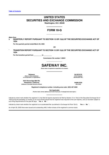 Thumbnail Safeway 10-Q Quarterly Report FY 