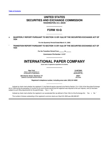 Vorschaubild International Paper
 10-Q Quartalsbericht  