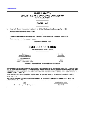 Thumbnail FMC Corporation 10-Q Quarterly Report FY 