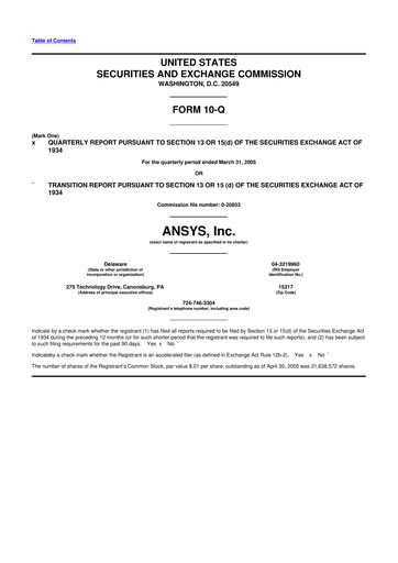 Vorschaubild Ansys 10-Q Quartalsbericht  