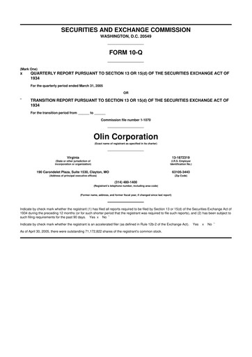 Thumbnail Olin Corporation 10-Q Quarterly Report FY 