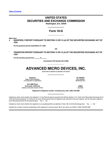 Miniature AMD 10-Q Rapport trimestriel  