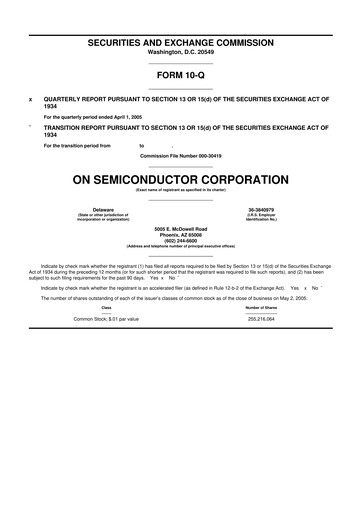 Thumbnail ON Semiconductor 10-Q Quarterly Report FY 