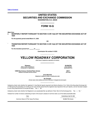 Thumbnail Yellow Corporation 10-Q Quarterly Report FY 