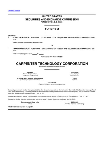 Thumbnail Carpenter Technology 10-Q Quarterly Report FY 