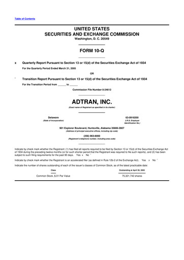 Thumbnail ADTRAN 10-Q Quarterly Report FY 