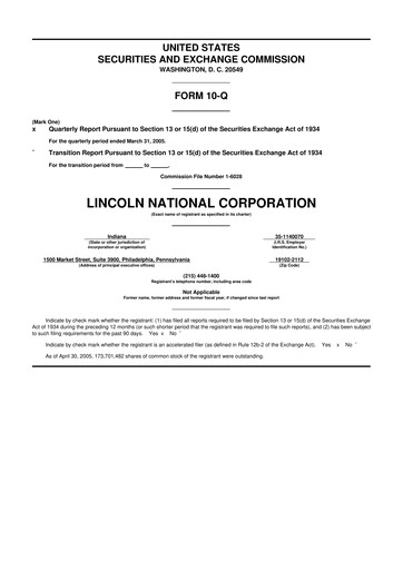 Vorschaubild Lincoln National Corporation 10-Q Quartalsbericht  