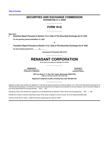 Miniature Renasant Corp 10-Q Rapport trimestriel  