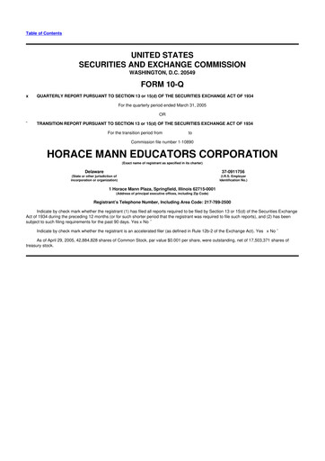 Vorschaubild Horace Mann Educators 10-Q Quartalsbericht  