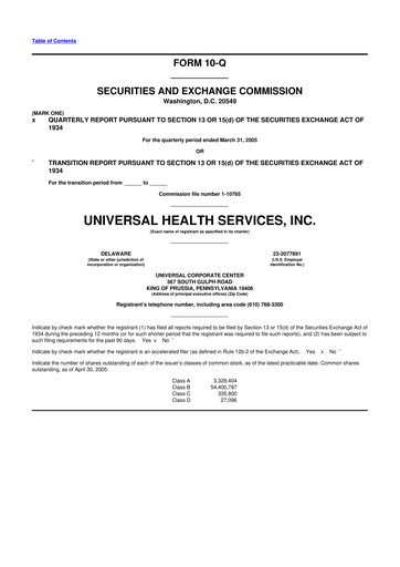 Thumbnail Universal Health Services
 10-Q Quarterly Report FY 