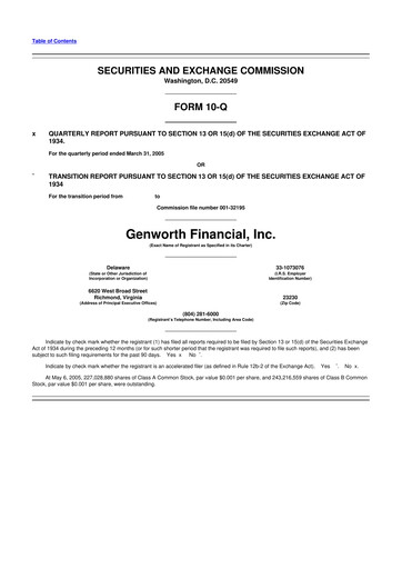 Miniature Genworth Financial
 10-Q Rapport trimestriel  