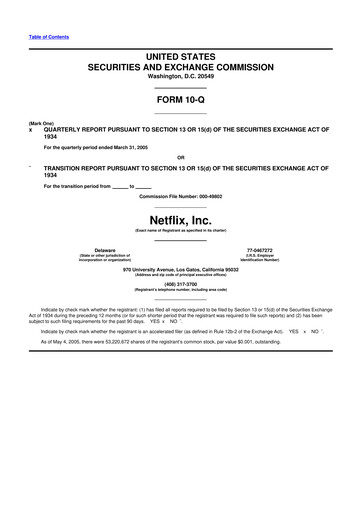 Miniature Netflix 10-Q Rapport trimestriel  