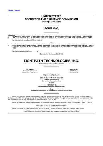 Vorschaubild LightPath Technologies 10-Q Quartalsbericht  