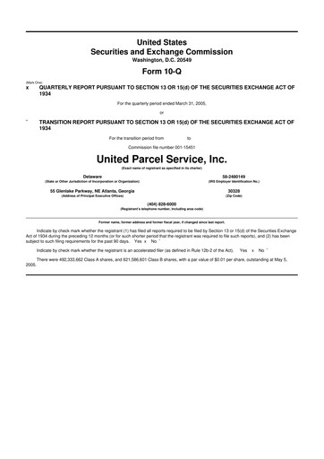 Miniature United Parcel Service 10-Q Rapport trimestriel  