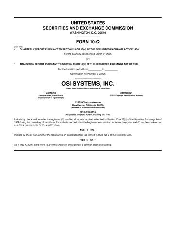 Thumbnail OSI Systems
 10-Q Quarterly Report FY 