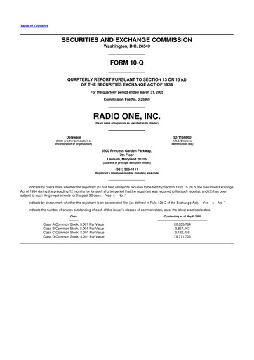 Thumbnail Urban One
 10-Q Quarterly Report FY 