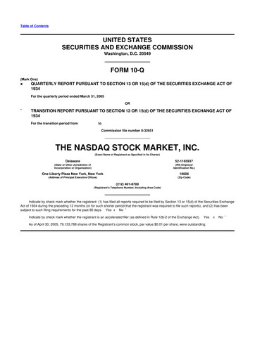 Thumbnail Nasdaq 10-Q Quarterly Report FY 