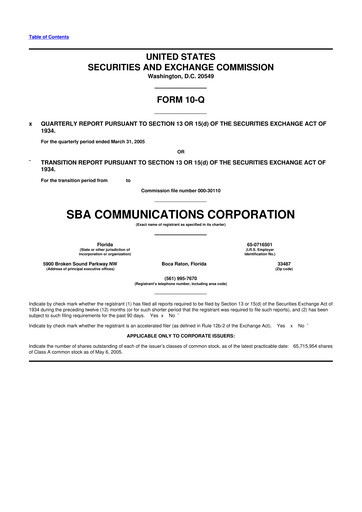 Miniature SBA Communications 10-Q Rapport trimestriel  